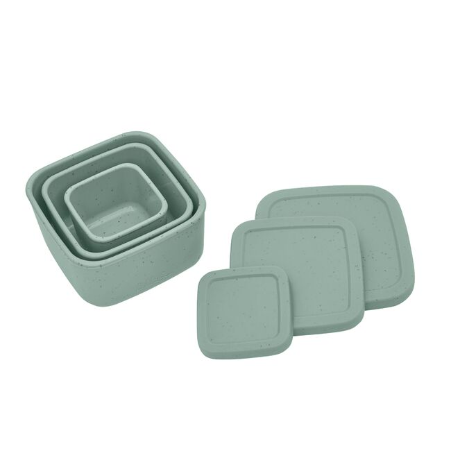 Set 3 cutii pentru gustari bebelusi din silicon alimentar 150ml 400ml 600ml, Platinum Sage Green