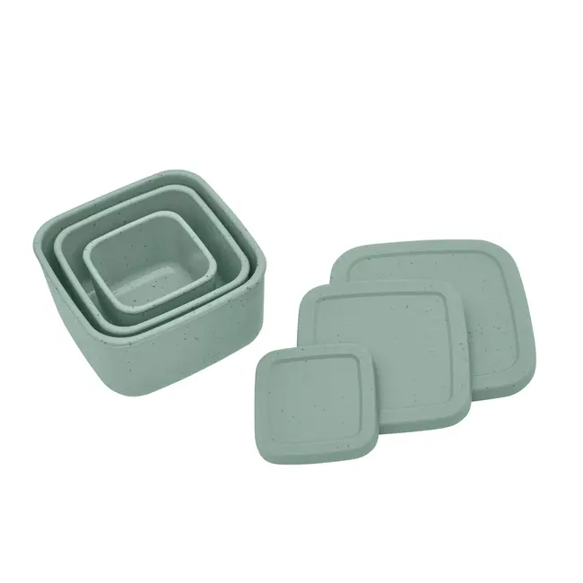 Set 3 cutii pentru gustari bebelusi din silicon alimentar 150ml 400ml 600ml, Platinum Sage Green