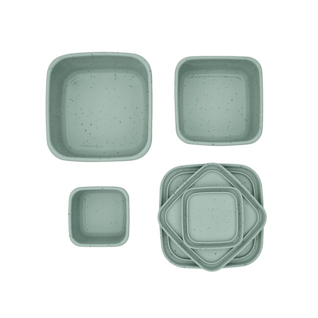Set 3 cutii pentru gustari bebelusi din silicon alimentar 150ml 400ml 600ml, Platinum Sage Green