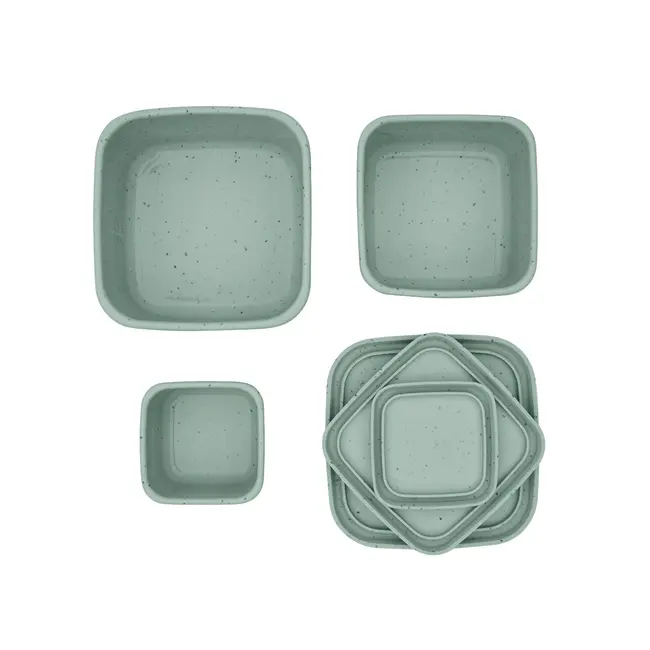 Set 3 cutii pentru gustari bebelusi din silicon alimentar 150ml 400ml 600ml, Platinum Sage Green