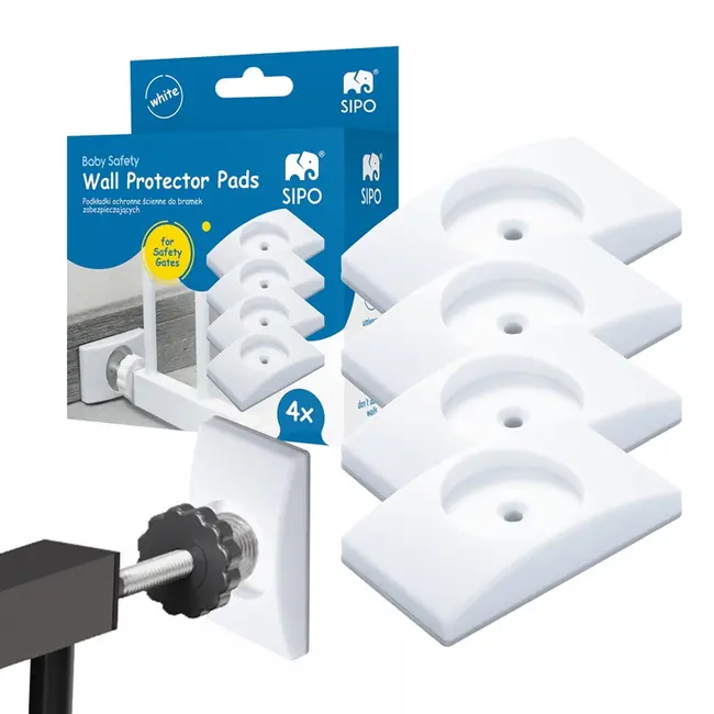 Set 4 Protectii Perete pentru Poarta Siguranta Copii, SIPO, Anti-Alunecare, Universale, Alb
