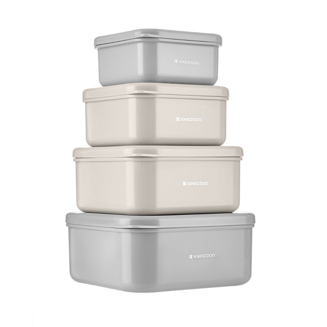 Set 4 cutii pentru pranz, Kitty Cat Grey, Kikka Boo