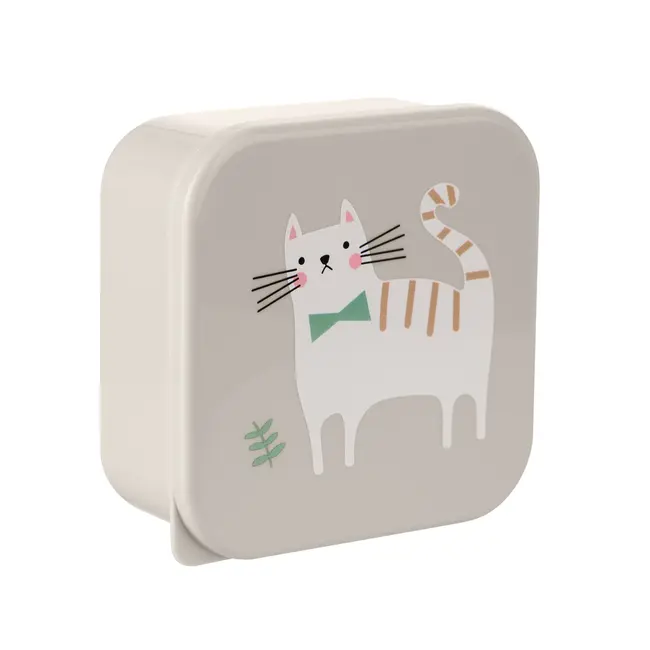 Set 4 cutii pentru pranz, Kitty Cat Grey, Kikka Boo