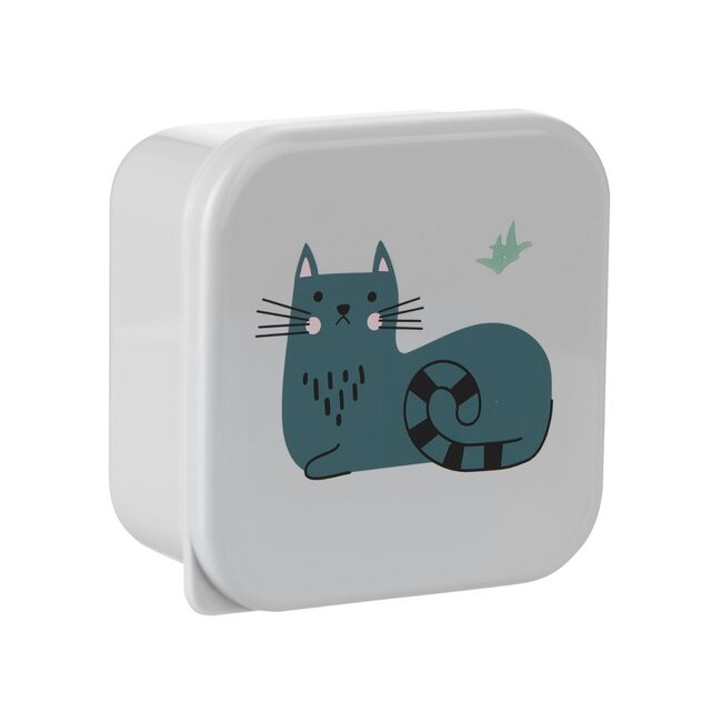 Set 4 cutii pentru pranz, Kitty Cat Grey, Kikka Boo