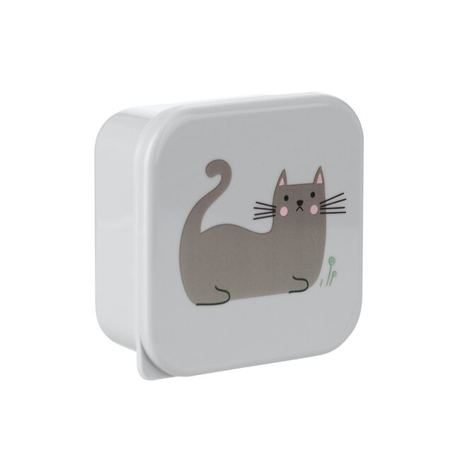 Set 4 cutii pentru pranz, Kitty Cat Grey, Kikka Boo