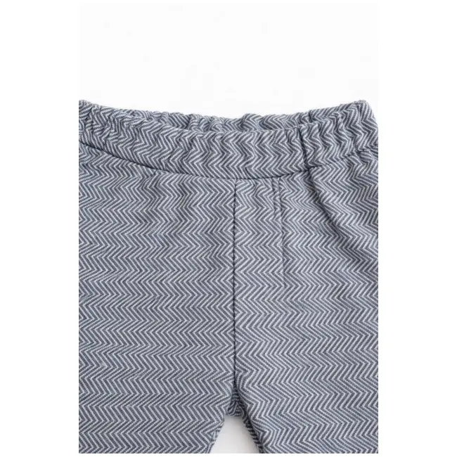 Set bebe baiat 2 piese crem cu guler tip camasa bluza maneca lunga pantaloni bumbac trpb0190