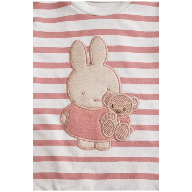 Set bebe fetita 2 piese roz cu iepuras bluza maneca lunga pantaloni bumbac trpb0184