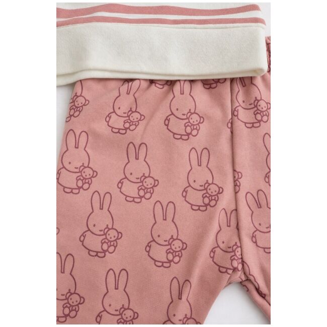 Set bebe fetita 2 piese roz cu iepuras bluza maneca lunga pantaloni bumbac trpb0184