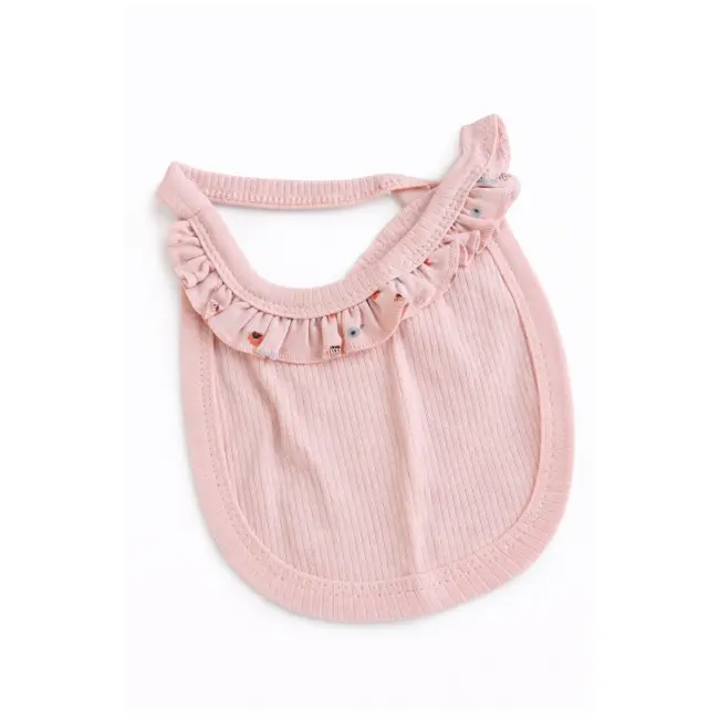 Set bebe fetita 4 piese roz bumbac bluza pantalonasi bavetica bentita imprimeu iepuras trpb0189