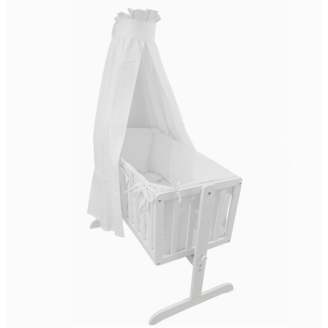 Set complet Leagan-Patut Bebelus CRISTINE din Lemn Masiv & Set Lenjerie 6 Piese