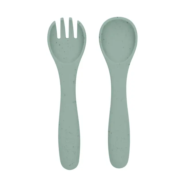 Set complet din silicon pentru mesele bebelusului, 5 piese, Platinum Sage Green