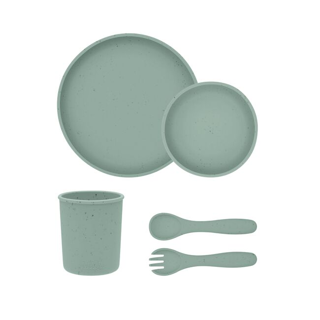 Set complet din silicon pentru mesele bebelusului, 5 piese, Platinum Sage Green