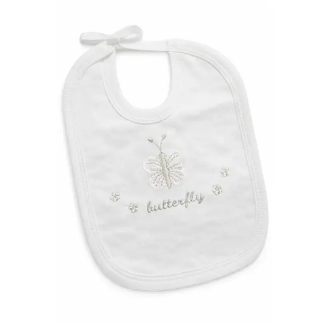 Set nou nascut 5 piese alb bumbac cu fluture bluza pantaloni caciulita bavetica trpb0194