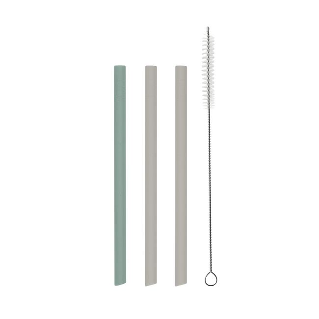 Set paie din silicon cu perie de curatare pentru reutilizare sigura, Platinum Sage Green