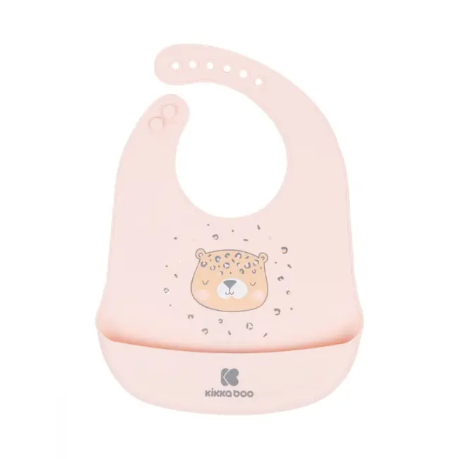 Baveta din silicon moale cu buzunar pentru bebelusi si copii, Pink