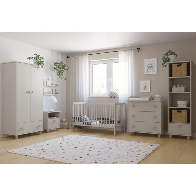 Patut 2 In 1 Lumi Casmir 120x60 Cm Din Lemn, 3 Niveluri Somiera, Trepte Detasabile + Bariera Transformare Pjblumibc-n