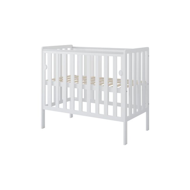 Patut Din Lemn Bambi Alb 100a 50 Cm Laterala Culisanta    Roti Cu Blocare    Protectie Silicon Pentru Dentitie    En 716-1 Pjbbambi_w