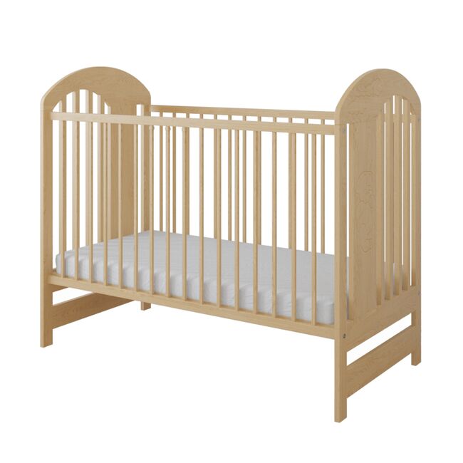 Patut Din Lemn Pentru Copii Tymon Natur 120a 60 Cm Somiera Reglabila    3 Bare Laterale Detasabile    Design Modern    0,  4 Ani Pjbtymon_n