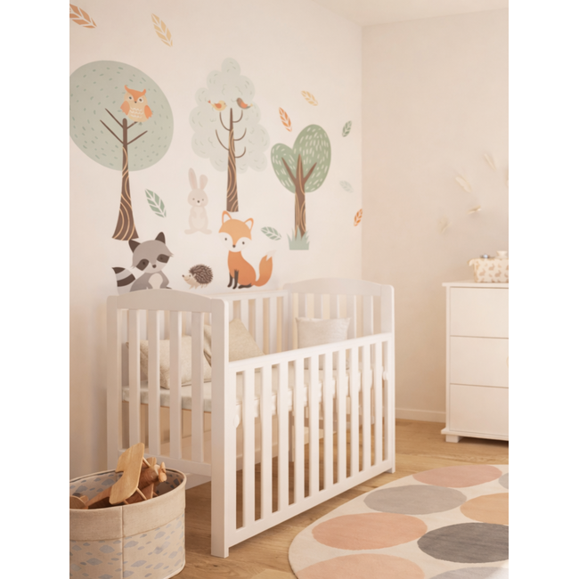 Patut Din Lemn Tobi Alb 100a 50 Cm Laterala Culisanta    Roti Cu Blocare    Protectie Silicon Pentru Dentitie    En 716-1 Pjbtobi_w