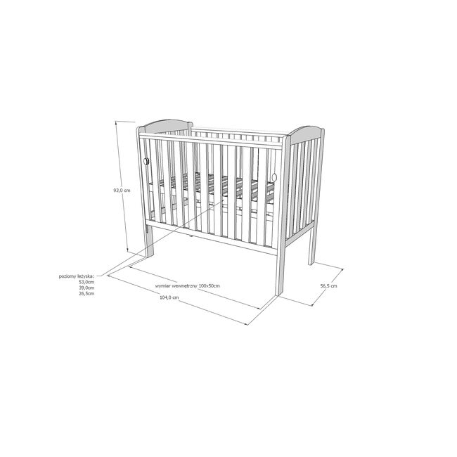 Patut Din Lemn Tobi Alb 100a 50 Cm Laterala Culisanta    Roti Cu Blocare    Protectie Silicon Pentru Dentitie    En 716-1 Pjbtobi_w