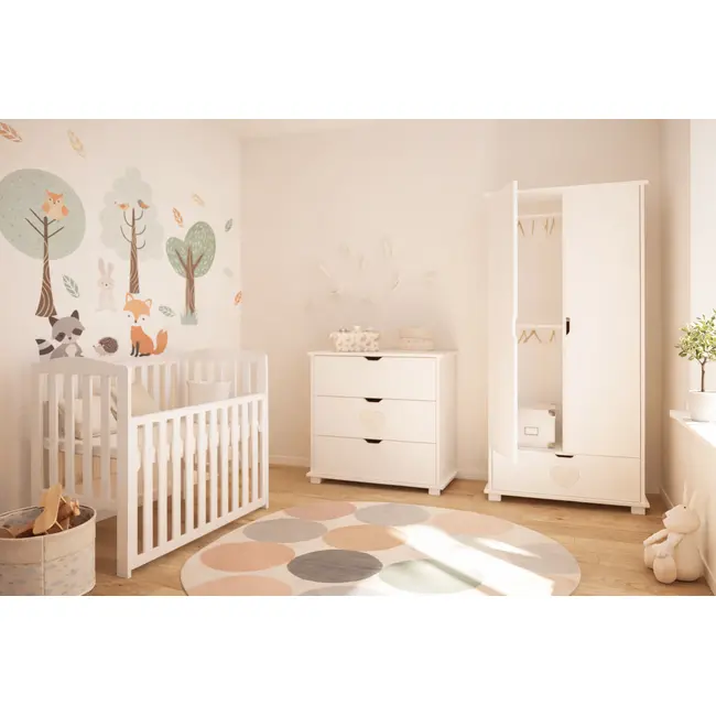 Patut Din Lemn Tobi Alb 100a 50 Cm Laterala Culisanta    Roti Cu Blocare    Protectie Silicon Pentru Dentitie    En 716-1 Pjbtobi_w