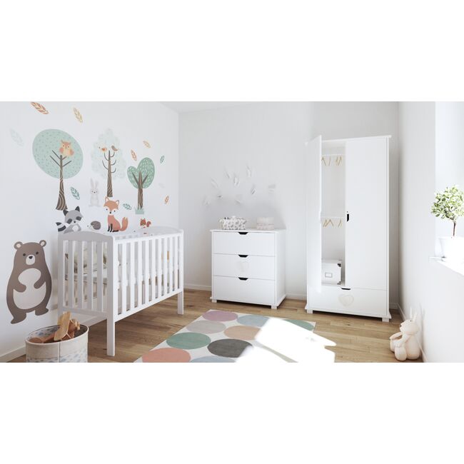 Patut Din Lemn Tobi Alb 100a 50 Cm Laterala Culisanta    Roti Cu Blocare    Protectie Silicon Pentru Dentitie    En 716-1 Pjbtobi_w