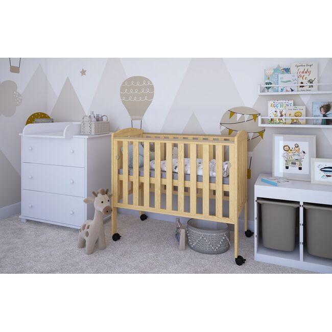 Patut Din Lemn Tobi Natural 100a 50 Cm Laterala Culisanta    Roti Cu Blocare    Protectie Silicon Pentru Dentitie    En 716-1 Pjbtobi_n