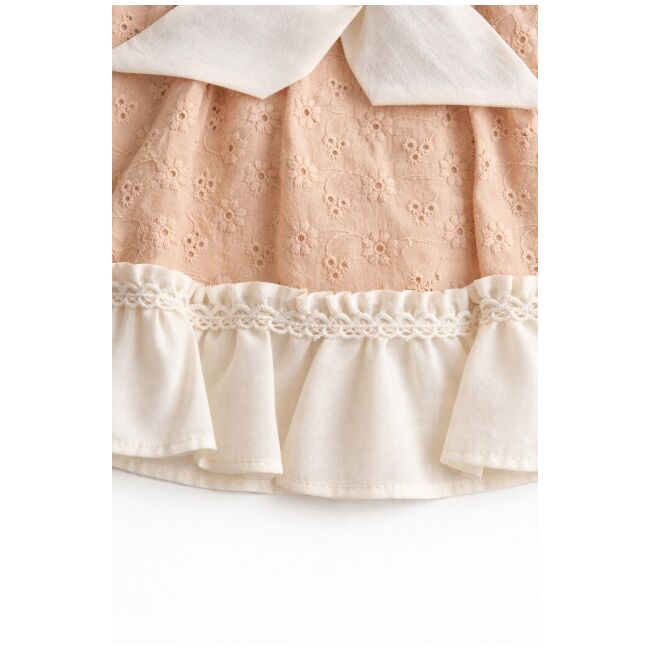 Rochita fetita bej crem eleganta cu fundita broderie premium bebelusi copii trpb0221