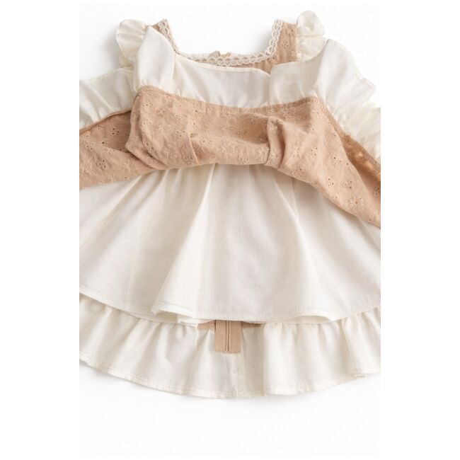 Rochita fetita bej crem eleganta cu fundita broderie premium bebelusi copii trpb0221