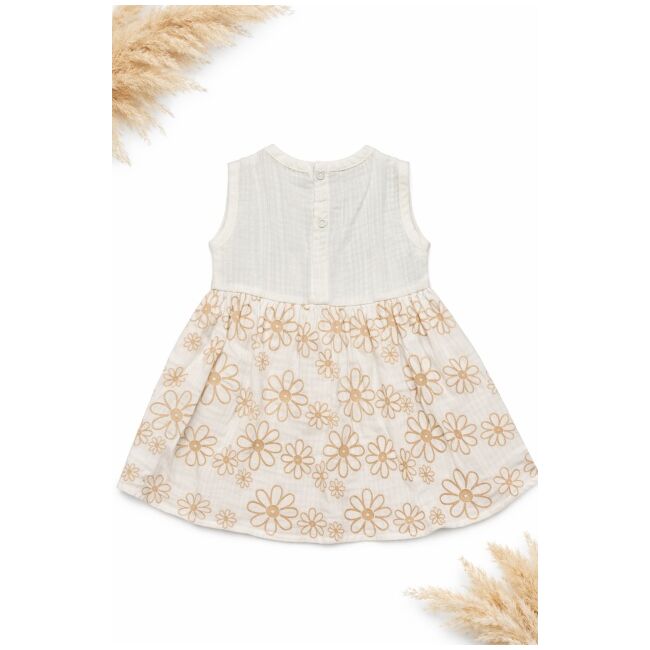 Rochita fetita eleganta cu bolero alb blanita model floral bumbac ocazie trpb0209