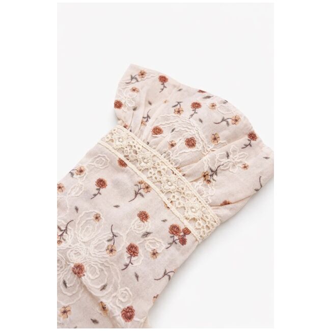 Rochita fetita eleganta cu imprimeu floral guler rotund si maneci evazate trpb0211