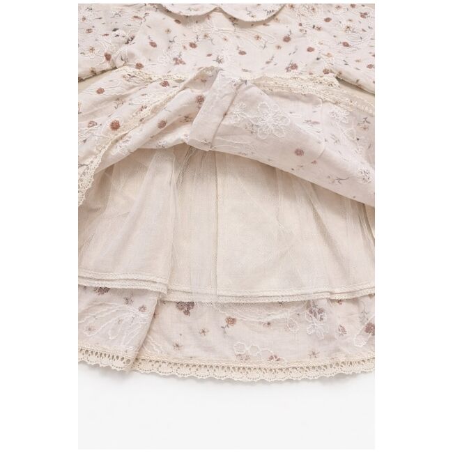 Rochita fetita eleganta cu imprimeu floral guler rotund si maneci evazate trpb0211