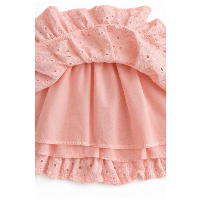 Rochita fetita roz broderie eleganta cu fundita design premium bebelusi copii trpb0220