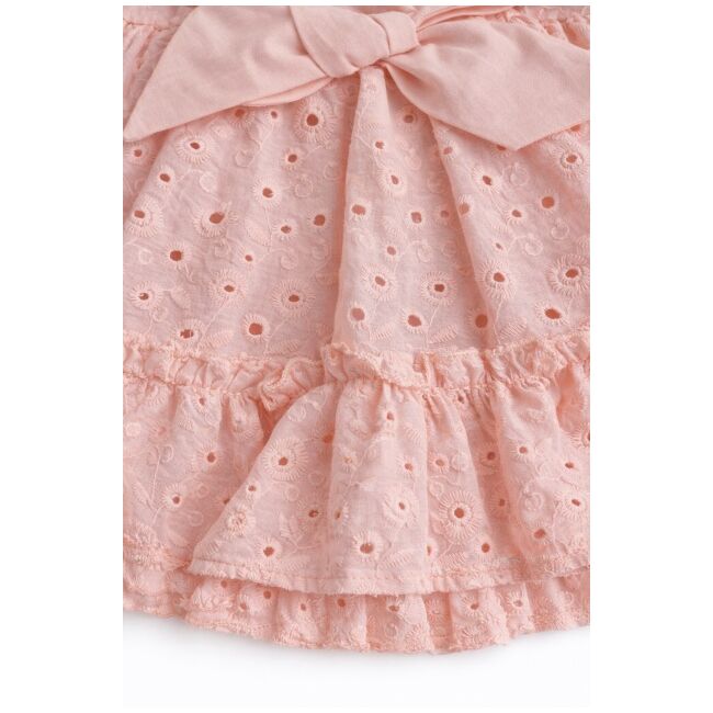 Rochita fetita roz broderie eleganta cu fundita design premium bebelusi copii trpb0220