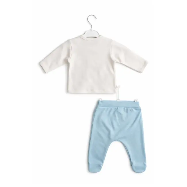 Set nou nascut baiat 5 piese elegant bumbac camasa pantaloni caciulita baveta trpb0202