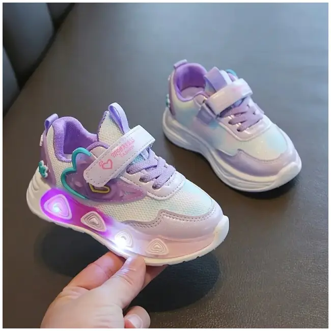 Adidasi sidefati cu luminite - purple hearts adtui11