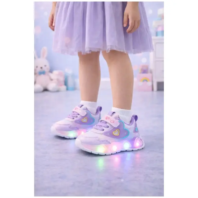 Adidasi sidefati cu luminite - purple hearts adtui11