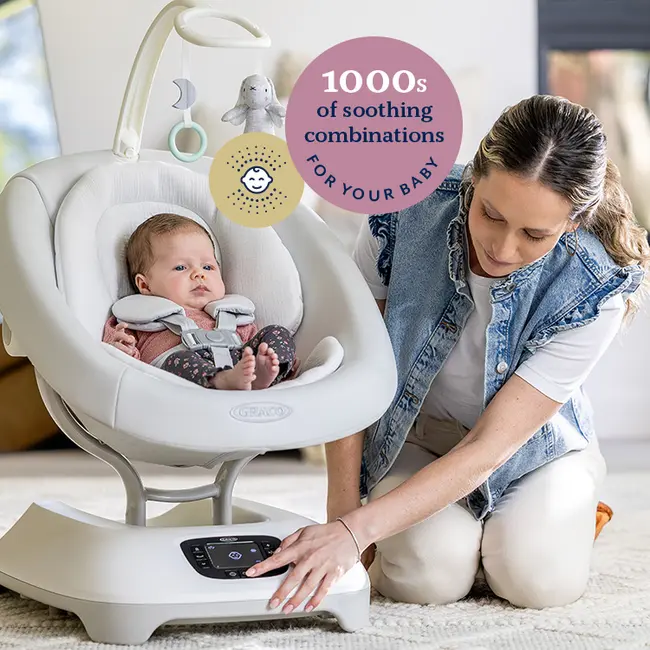 Graco - leagan electric eluma sway cu tehnologie inteligenta de detectare a plansului, pentru bebelusi, alb rori bbb1au999rrieu