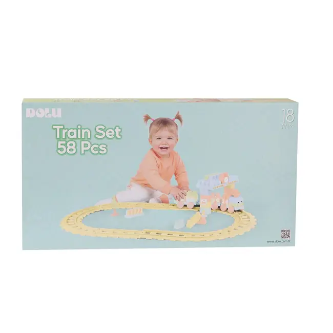 Set de constructii cu trenulet - 58 piese (pastel)