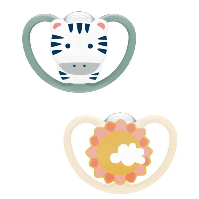 Suzeta Nuk Space Silicon M2 6-18 luni, Set 2 bucati, Zebra