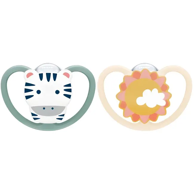 Suzeta Nuk Space Silicon M3 18-36 luni, Set 2 bucati, Zebra