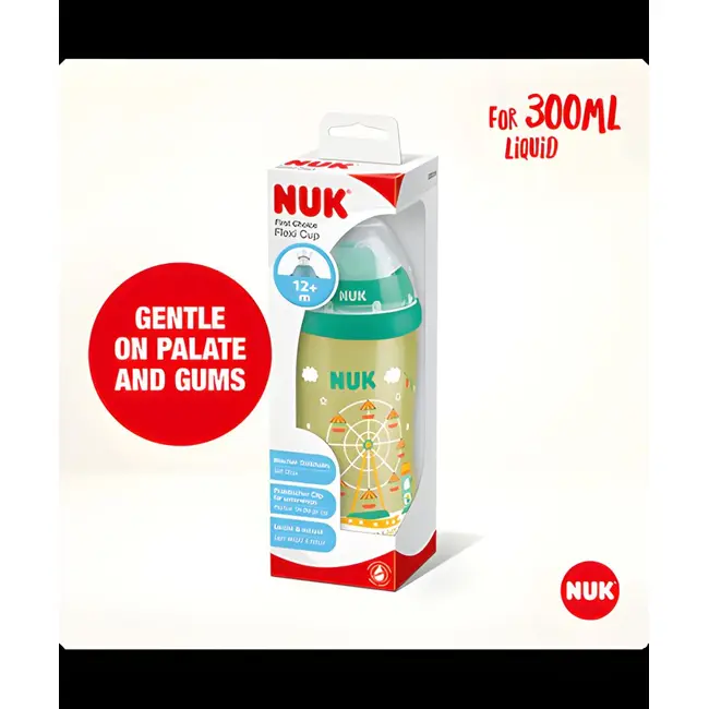 Cana Nuk Flexi 300 ml cu pai moale de la 12 luni, Verde Galben