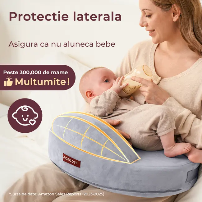 Perna alaptare Momcozy Exclusive din spuma cu memorie Grey