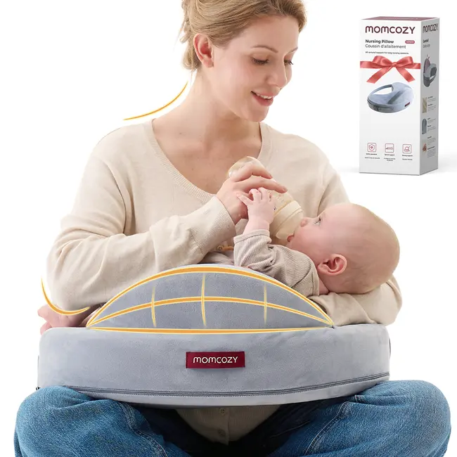 Perna alaptare Momcozy Exclusive din spuma cu memorie Grey