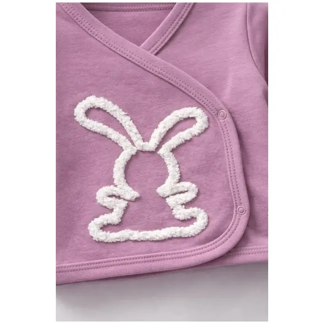 Set bebe fete 5 piese mov prafuit iepuras bluza pantaloni baveta caciula manusi tram2202-8