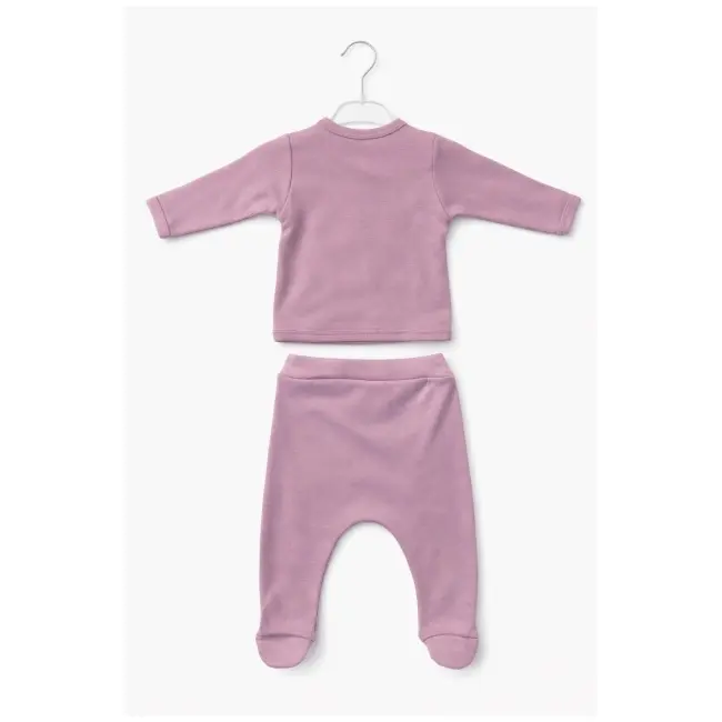 Set bebe fete 5 piese mov prafuit iepuras bluza pantaloni baveta caciula manusi tram2202-8