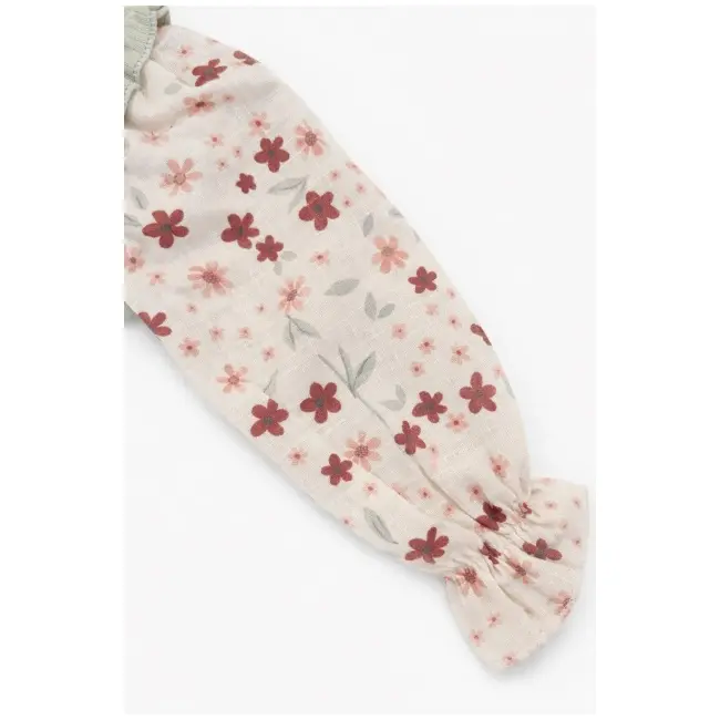 Set fete 2 piese verde pastel bluza cu volane pantaloni rib casual tram2202