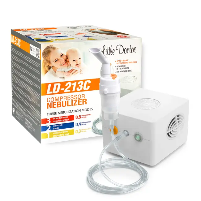 Aparat aerosoli Little Doctor LD-213C, nebulizator cu compresor, 3 moduri de nebulizare, pentru uz casnic si profesional, Alb BITld213c
