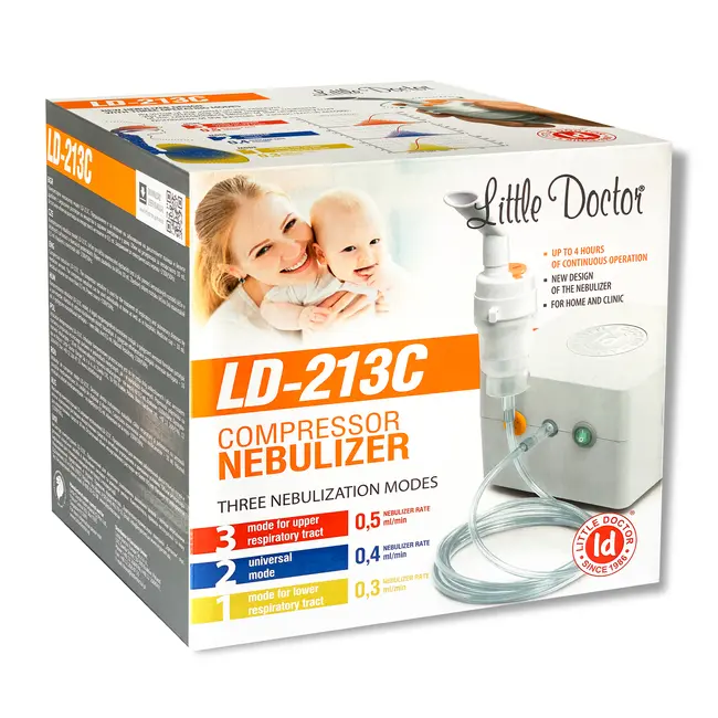 Aparat aerosoli Little Doctor LD-213C, nebulizator cu compresor, 3 moduri de nebulizare, pentru uz casnic si profesional, Alb BITld213c