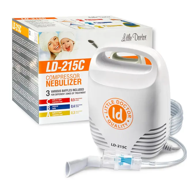 Aparat aerosoli Little Doctor LD-215C, nebulizator cu compresor, 3 dimensiuni de particule, Alb BITld215c